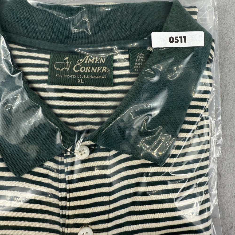Vintage Masters Amen Corner Polo Shirt XL Green Stripe Bobby Jones Augusta Golf - Picture 13 of 13